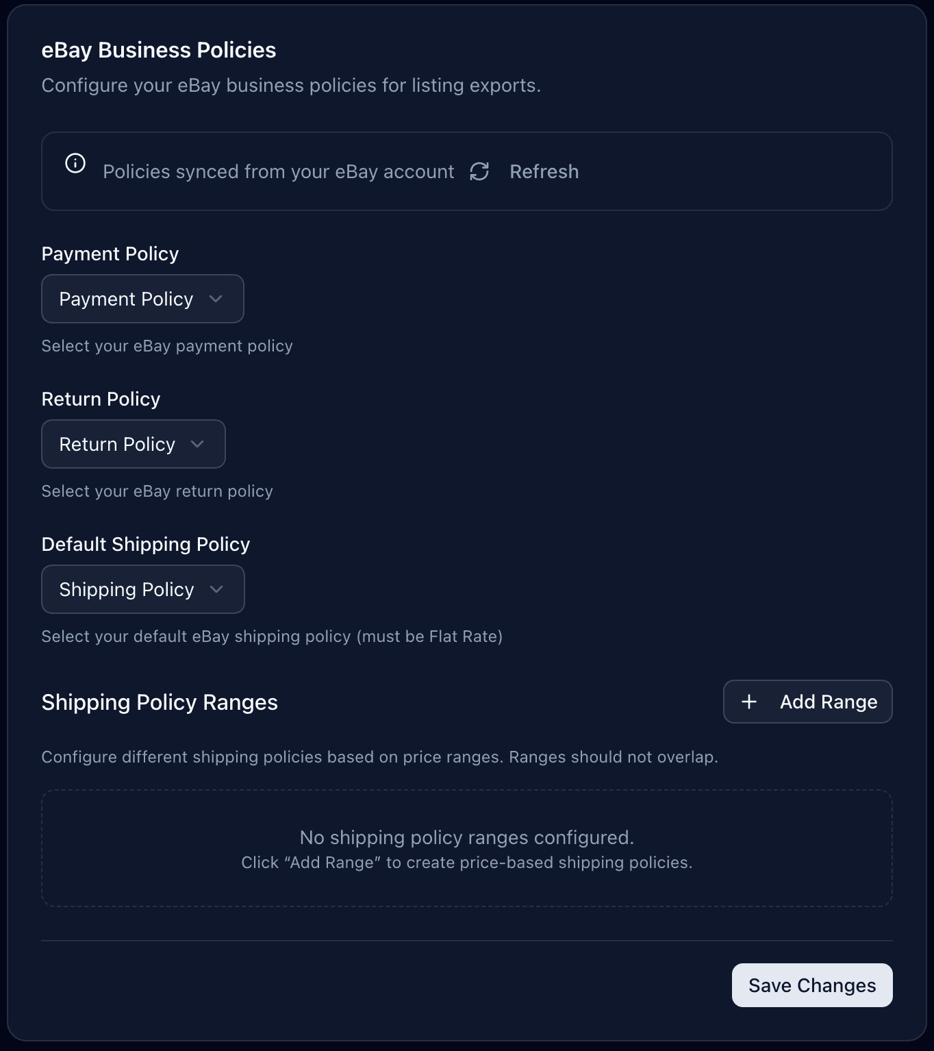 eBay Business Policies Configuration