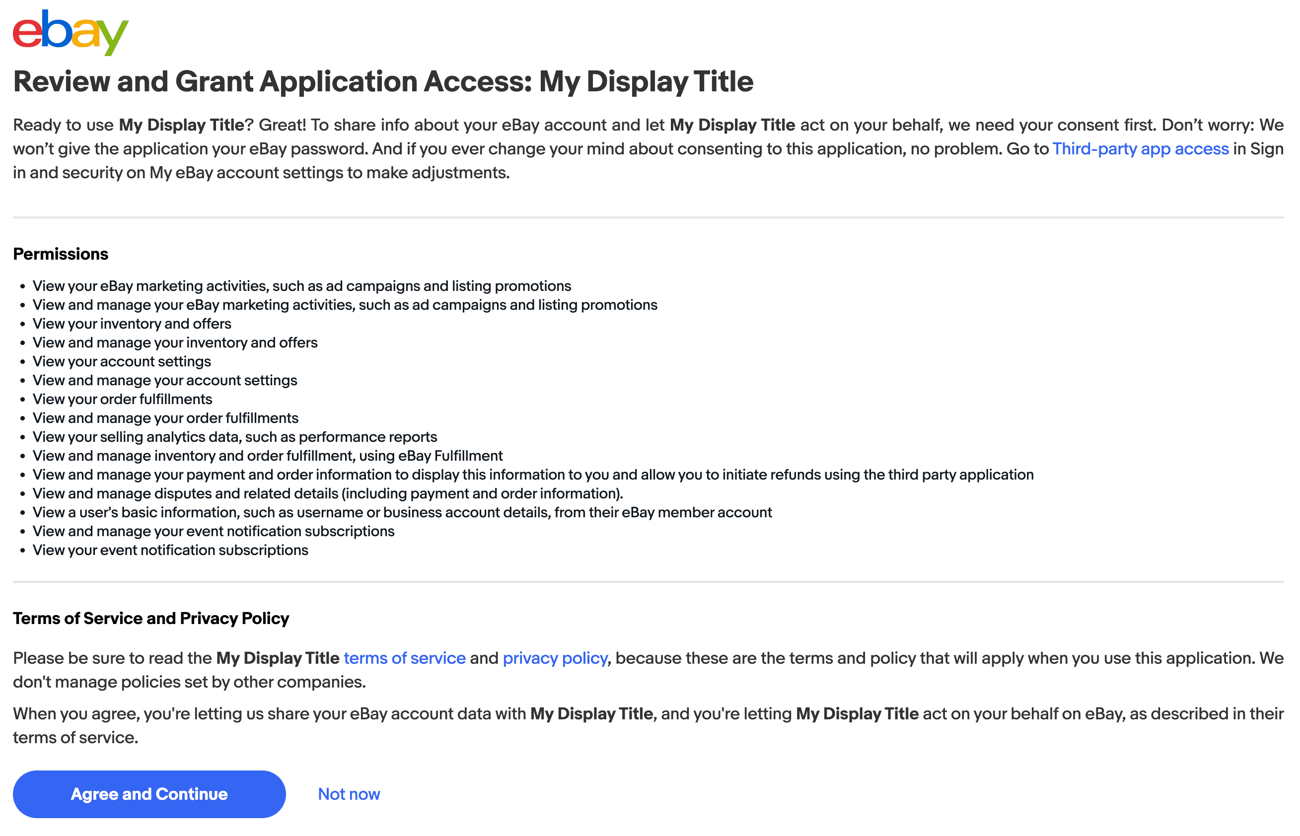 eBay Grant Application Access Page
